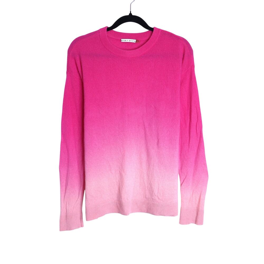 ALICE + OLIVIA Gleeson Cashmere Sweater Dip Dye Ombre Pink Long Sleeve Women's L